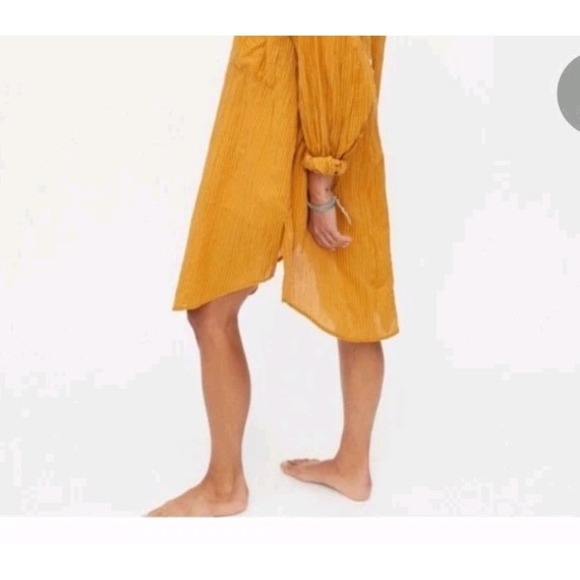 Urban Outfitters Dress SZ L Kennedy Cover UP Sun Cotton Tunic Shirt Yellow #435 - Picture 10 of 13